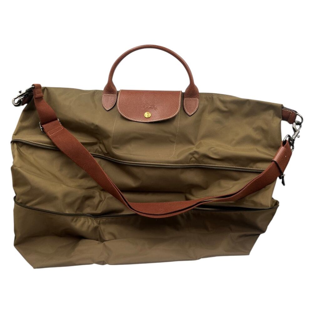 Longchamp Crossbody Tote Travel Bag Le Pliage Expandable Duffel Olive Green